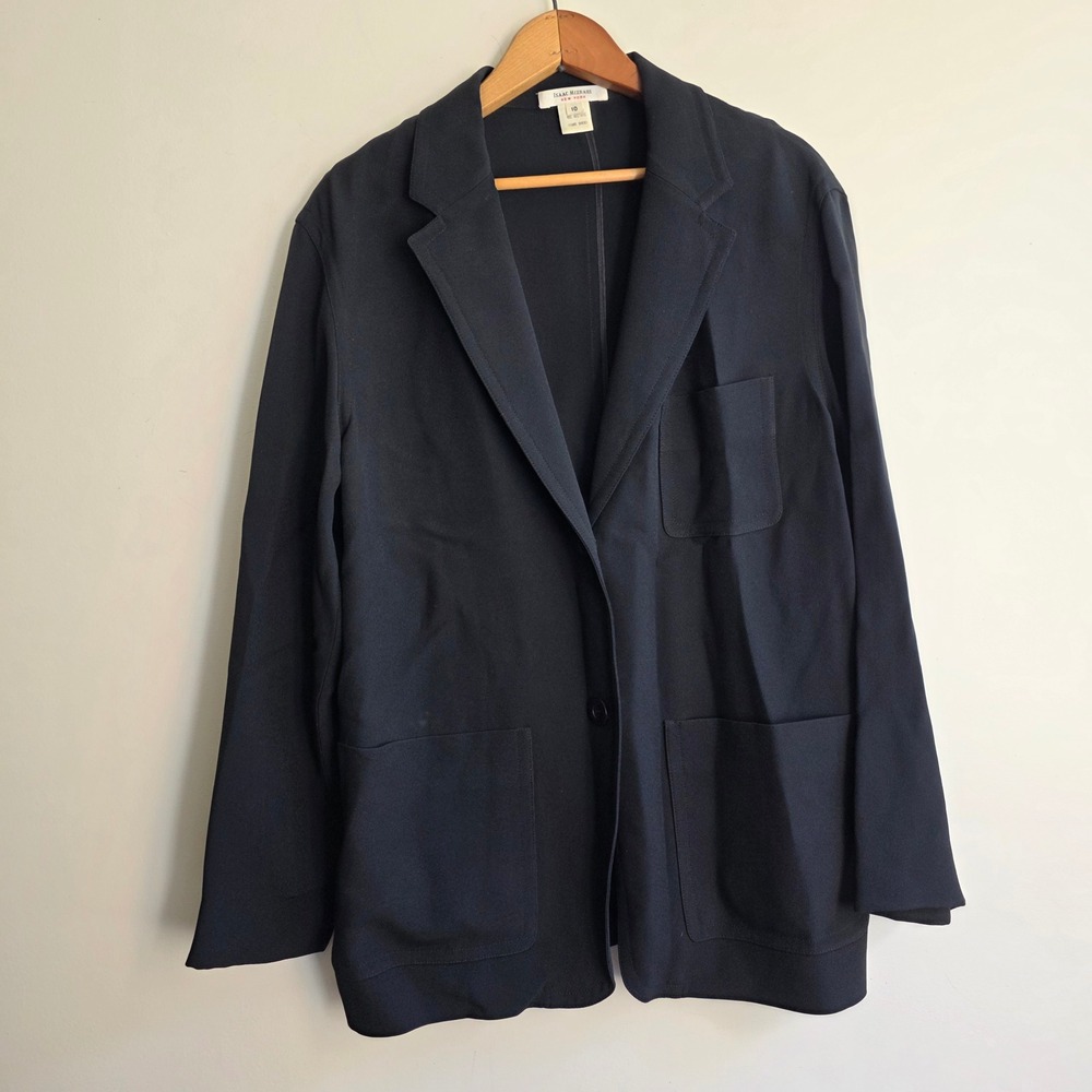 Isaac Mizrahi New York VTG CBK Black Blazer Jacket Womens 10 Patch Pockets